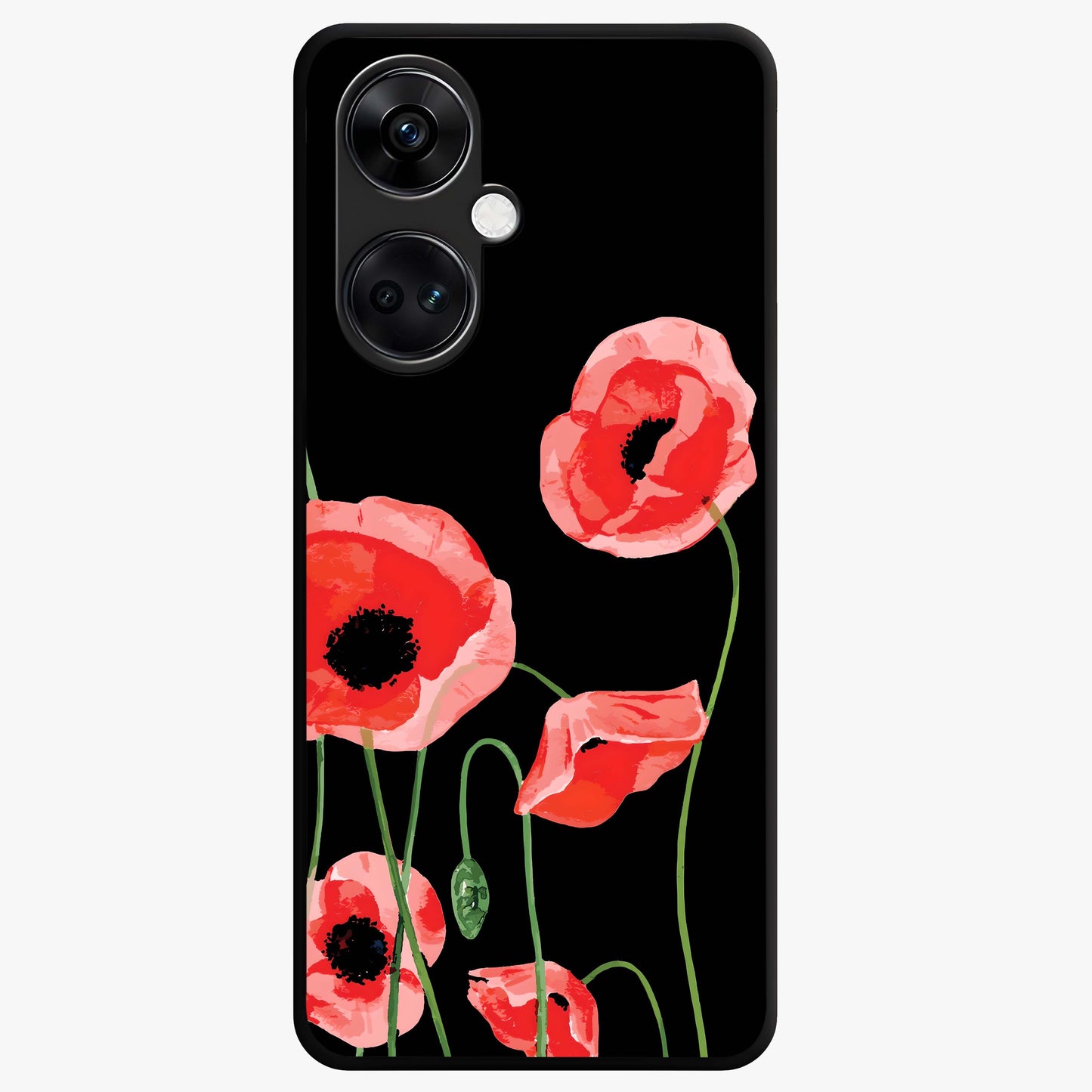 Crimson Garden Dream Glass Case for 1+Nord Ce 3 romantic front view featuring rich red floral garden artwork