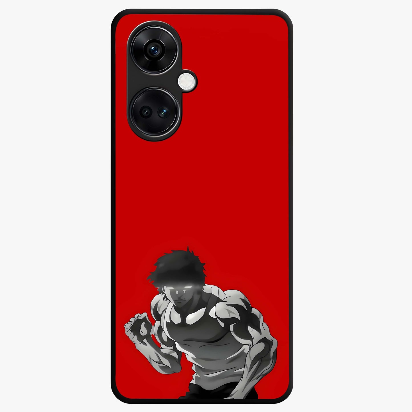 Crimson Power Rush Glass Case for 1+Nord CE 3 bold front view featuring dynamic red abstract motion artwork