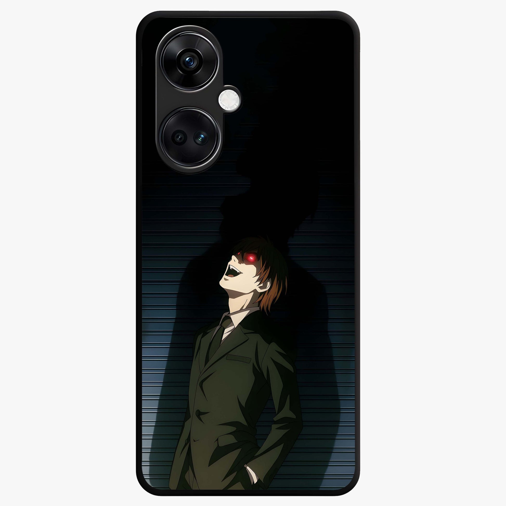 Crimson Shadow King Glass Case for 1+Nord CE 3 striking front view featuring bold shadow inspired crimson artwork
