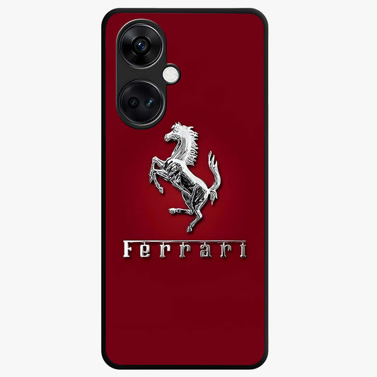 Crimson Stallion Prestige Glass Case for 1+Nord Ce 3 powerful front view featuring majestic stallion artwork in crimson tones