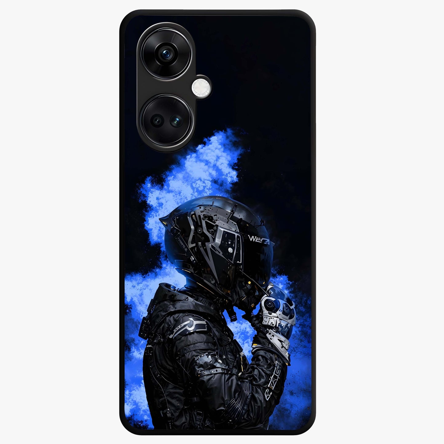 Cyber Sentinel Protocol Glass Case for 1+Nord CE 3 bold front view featuring futuristic cyberpunk inspired artwork