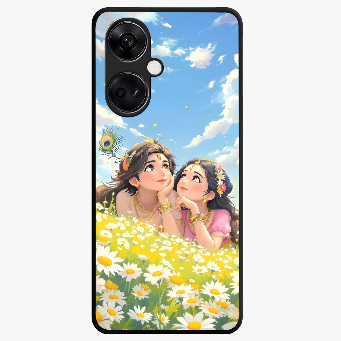 Daisy Daydream Love Glass Case for 1+Nord CE 3 soft front view featuring romantic daisy floral artwork