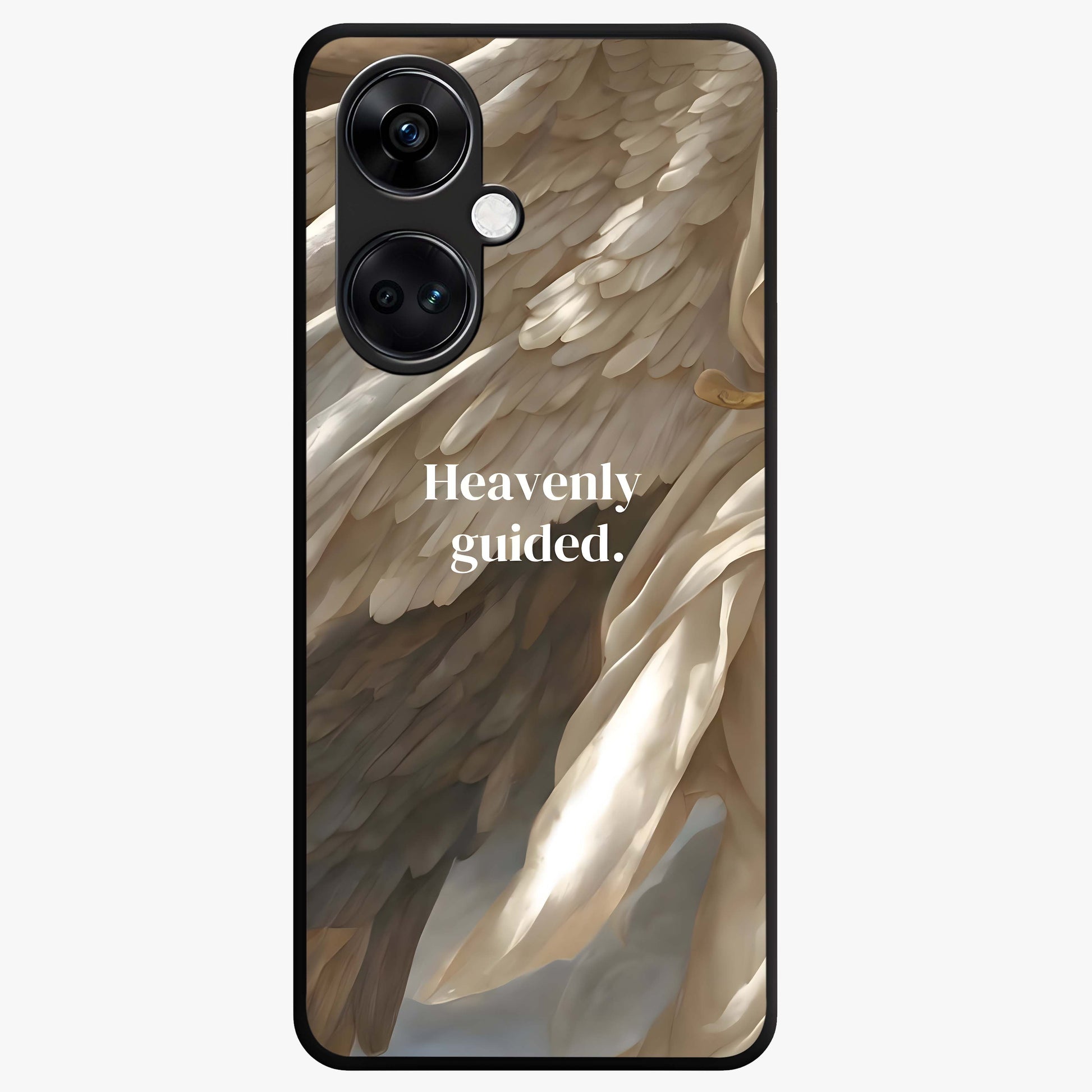 Divine Winged Grace Glass Case for 1+Nord CE 3 graceful front view featuring timeless spiritual artwork