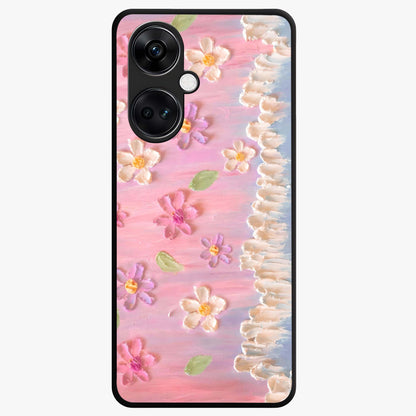 Dreamy Painted Garden Glass Case for 1+Nord CE 3 artistic front view featuring hand painted floral garden artwork