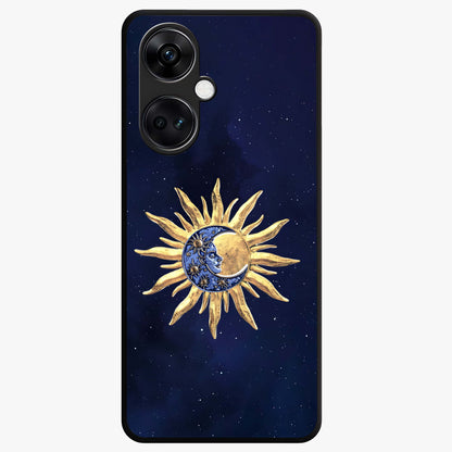 Eternal Cosmic Balance Glass Case for 1+Nord Ce 3 artistic front view featuring symmetrical cosmic artwork