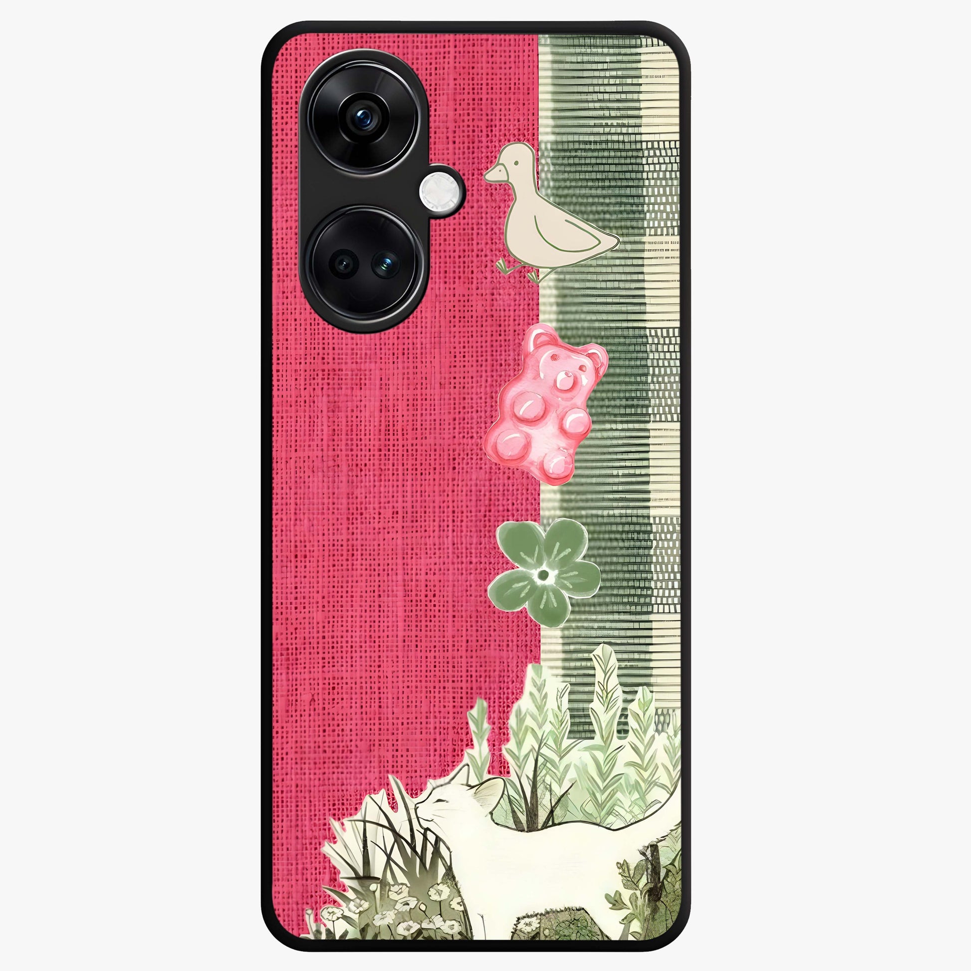 Fabric Patterns Glass Case for 1+Nord CE 3 stylish front view featuring textile inspired pattern artwork