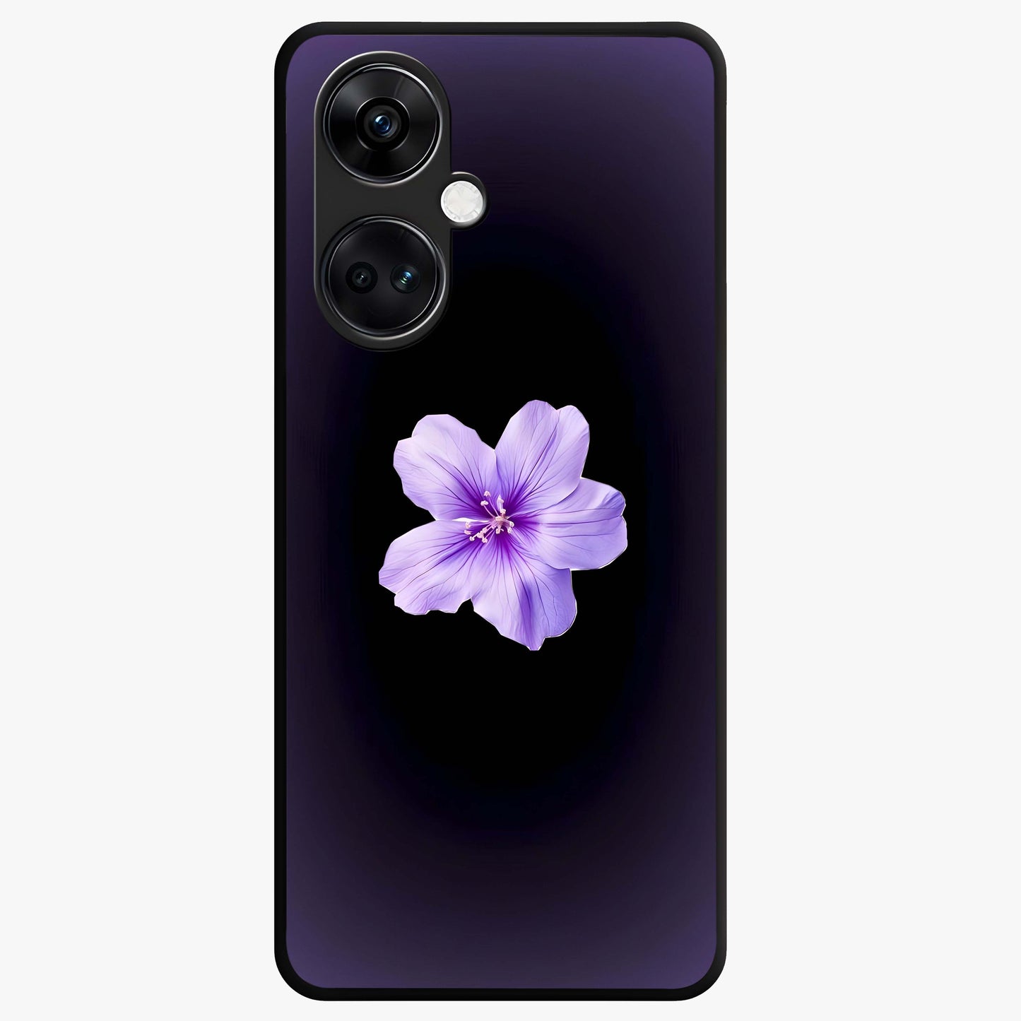 Flower on Soft Violet Gradient Glass Case for 1+Nord CE 3 elegant front view featuring floral artwork over smooth violet gradient