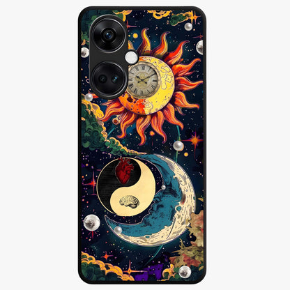 Future Universe Glass Case for 1+Nord CE 3 futuristic front view featuring cosmic inspired abstract artwork