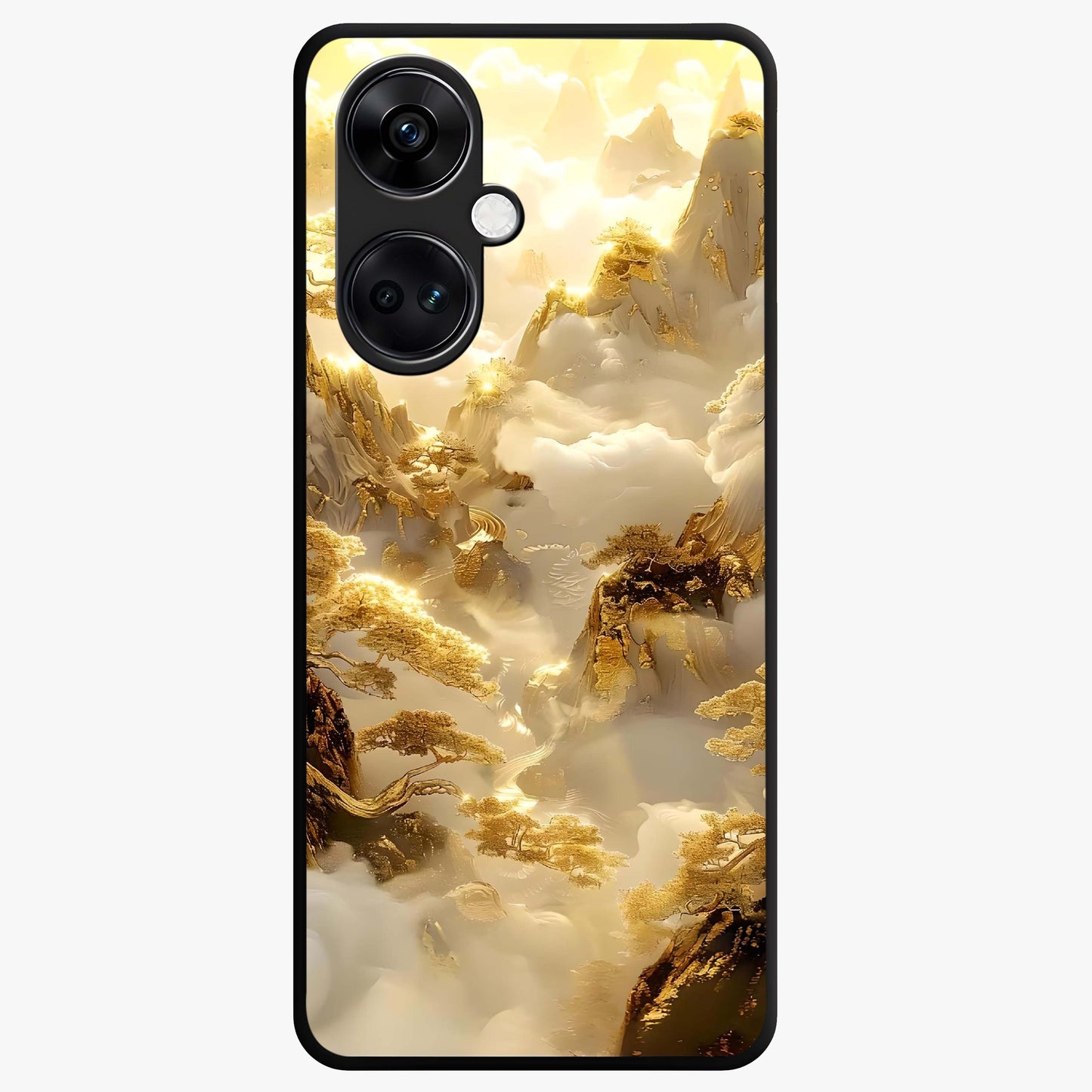 Gates of Illumination Glass Case for 1+Nord Ce 3 dramatic front view featuring glowing gateway inspired artwork