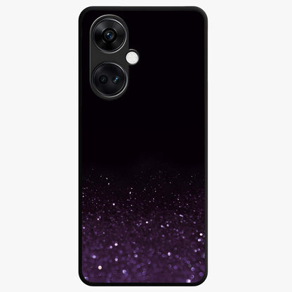 Glittery Purple Bokeh Glass Case for 1+Nord Ce 3 vibrant front view featuring sparkling purple bokeh artwork