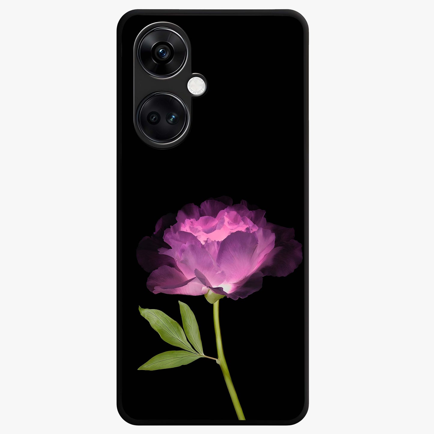 Glow Petal Bloom Glass Case for 1+Nord CE 3 radiant front view featuring luminous floral artwork