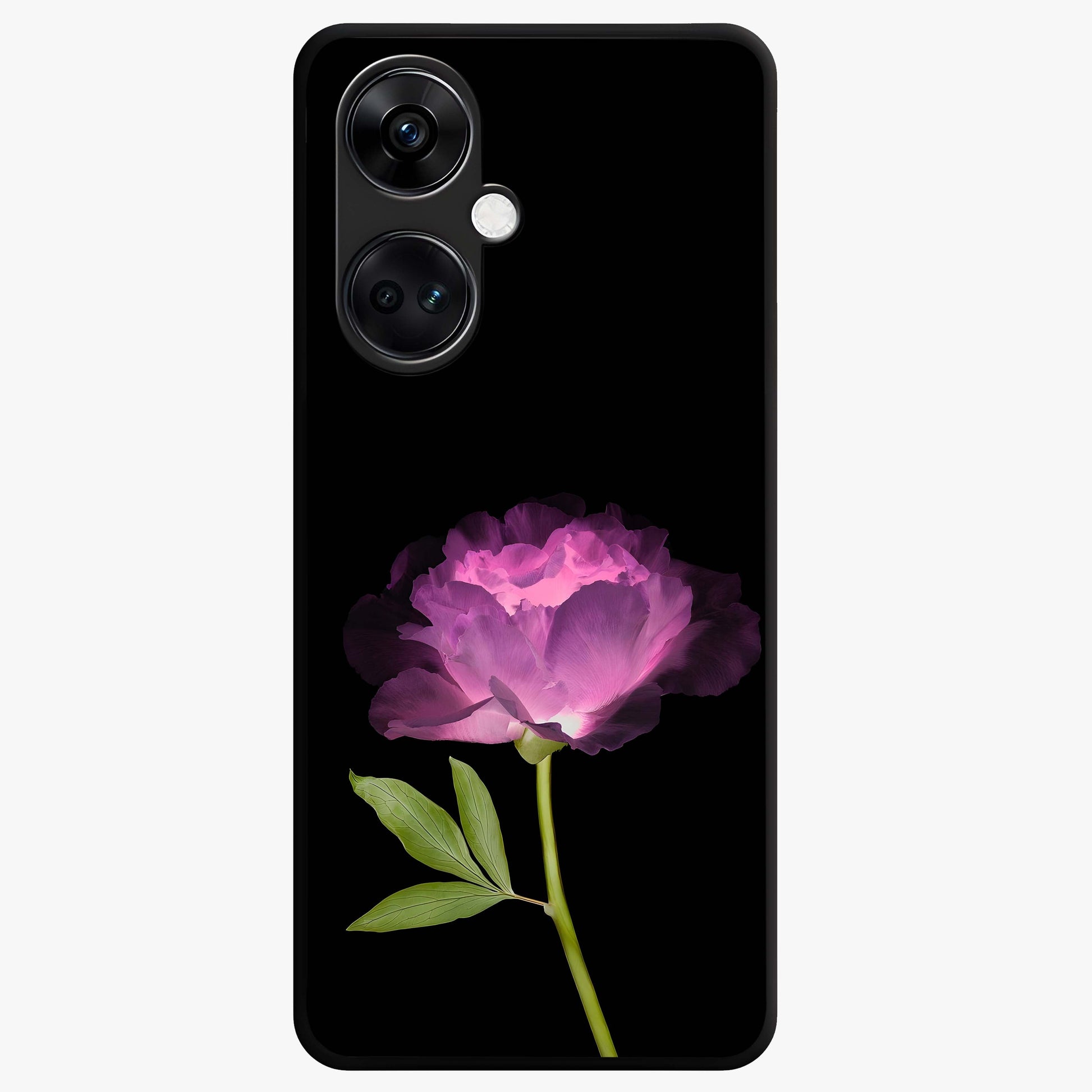 Glow Petal Bloom Glass Case for 1+Nord CE 3 radiant front view featuring luminous floral artwork