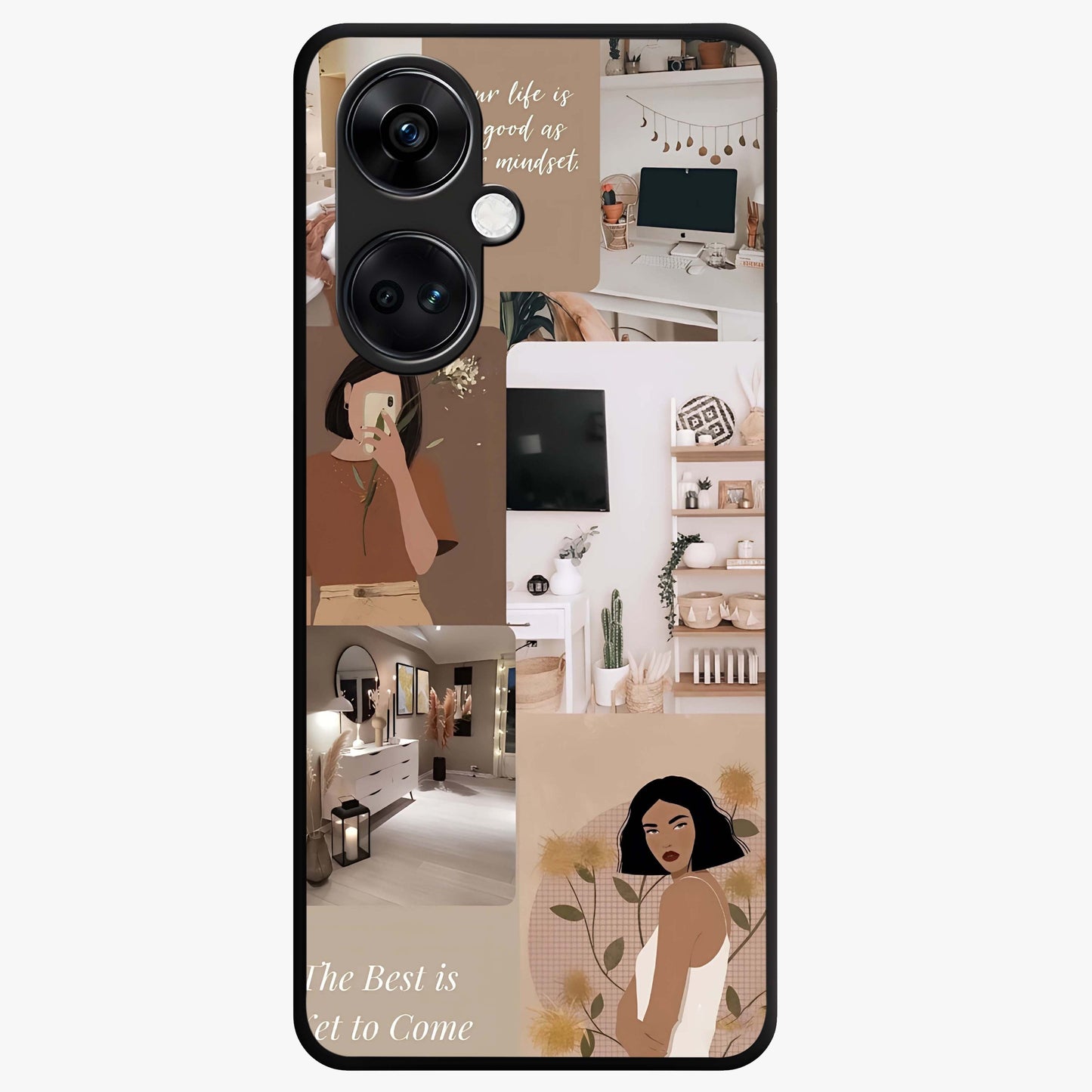 Golden Mind Moment Glass Case for 1+Nord CE 3 artistic front view featuring abstract golden inspired artwork