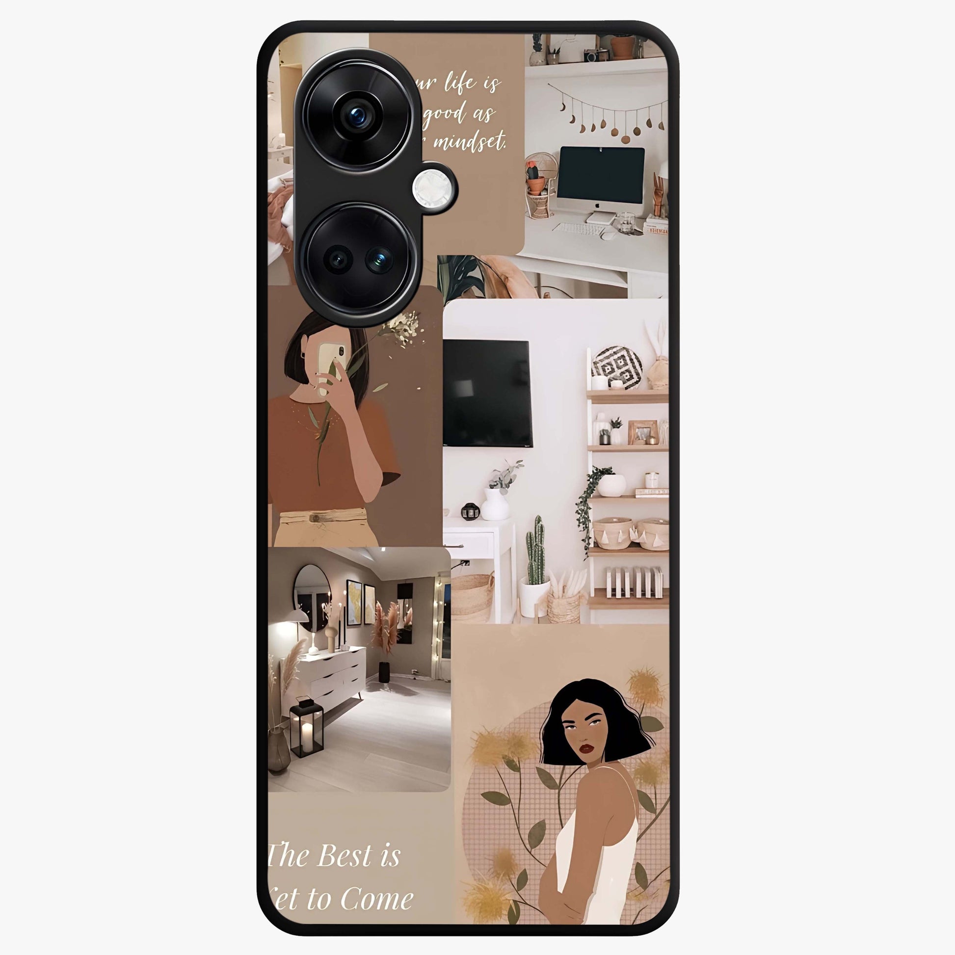 Golden Mind Moment Glass Case for 1+Nord CE 3 artistic front view featuring abstract golden inspired artwork
