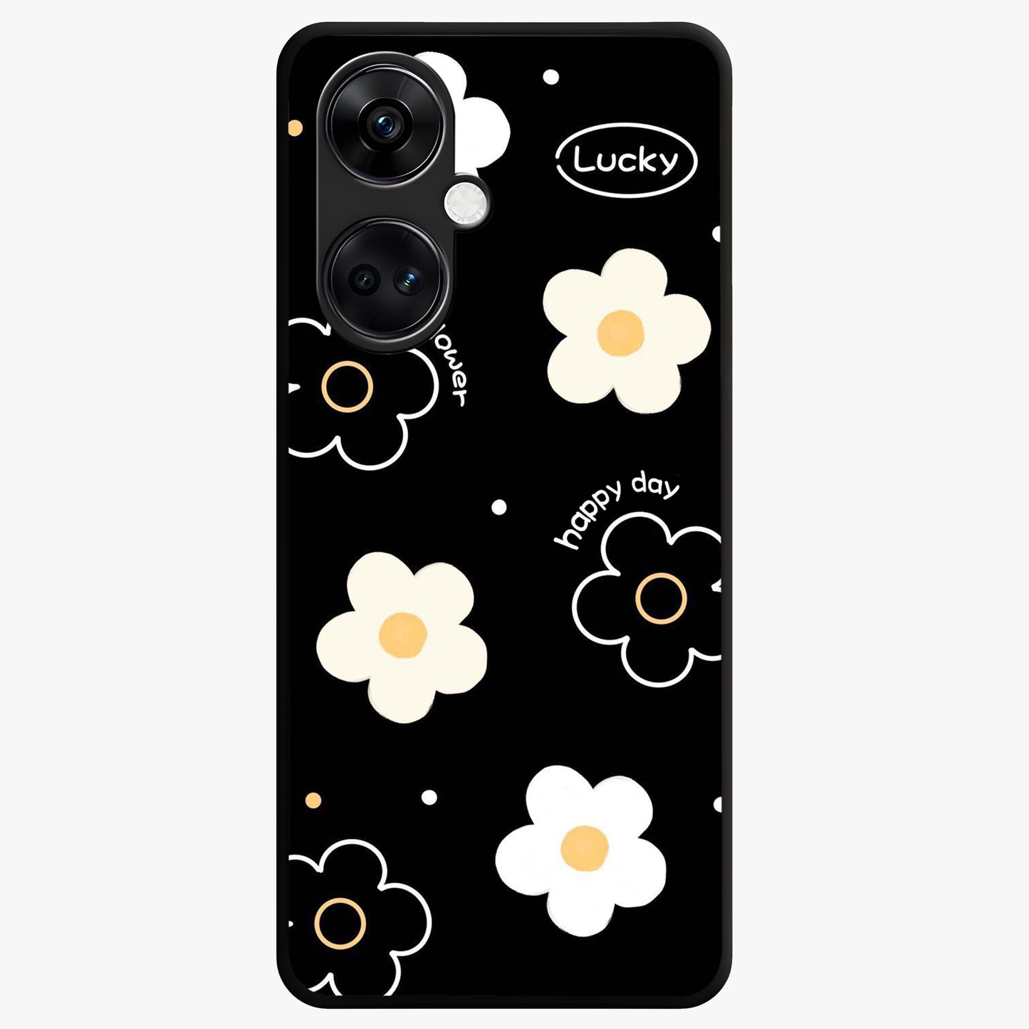 Happy Day Daisy Glass Case for 1+Nord CE 3 cheerful front view featuring bright daisy floral artwork
