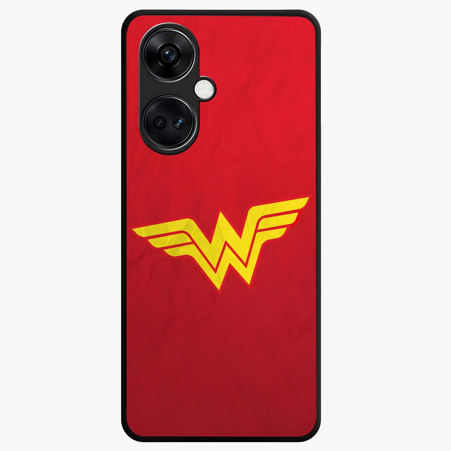 Legendary Wonder Power Glass Case for 1+Nord CE 3 dynamic front view featuring bold superhero inspired artwork
