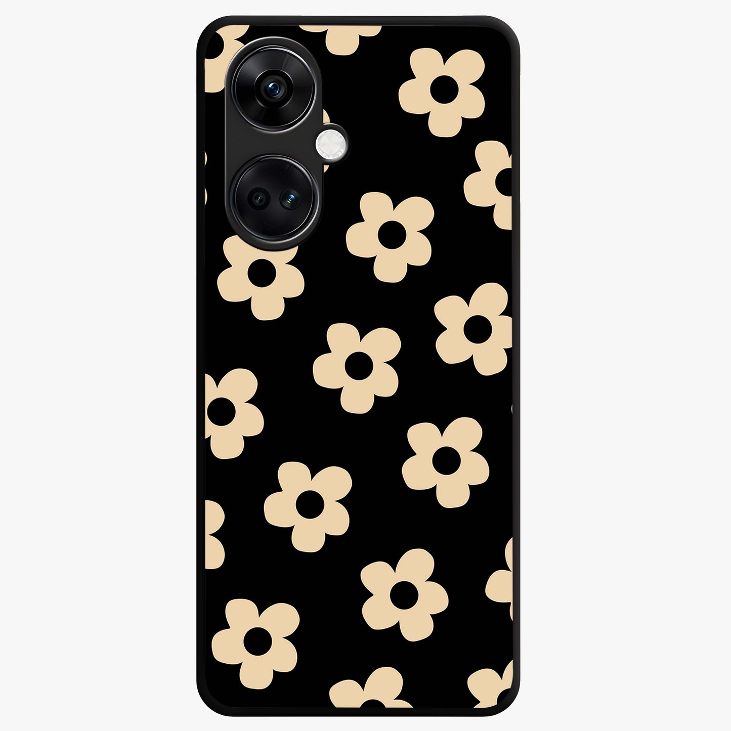 Little Daisy Flower Retro Pattern Glass Case for 1+Nord CE 3 cheerful front view featuring retro daisy floral pattern artwork