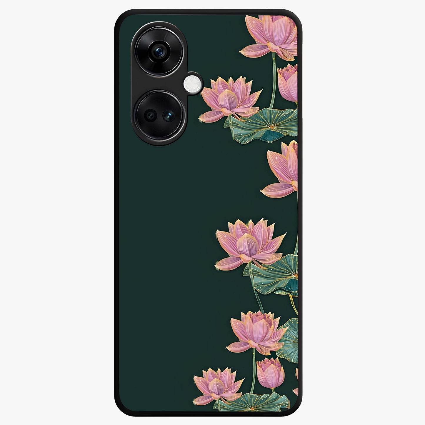 Lotus Bloom Serenity Glass Case for 1+Nord CE 3 peaceful front view featuring elegant lotus floral artwork