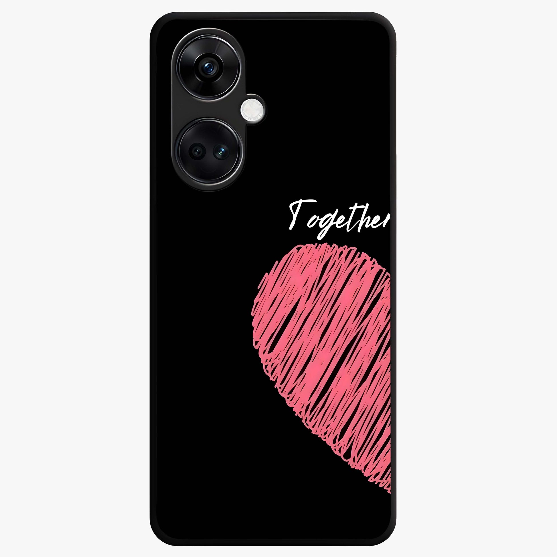 Love Forever Together Left Glass Case for 1+Nord CE 3 romantic front view featuring couple themed artwork