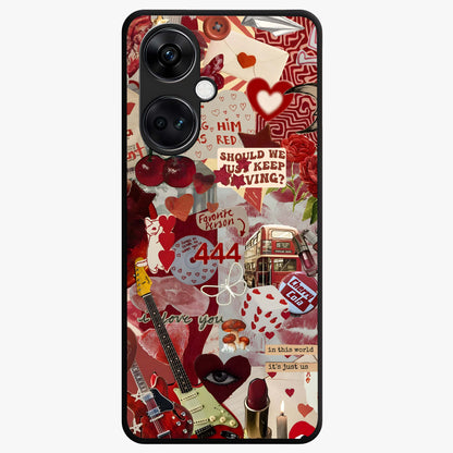 Lover’S Red Chaos Glass Case for 1+Nord CE 3 bold front view featuring intense red artistic artwork