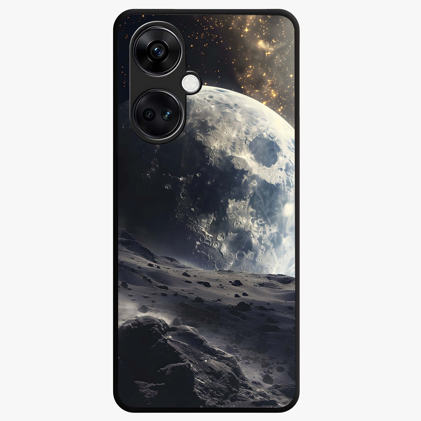 Lunar Horizon Glow Glass Case for 1+Nord CE 3 serene front view featuring moonlit horizon artwork