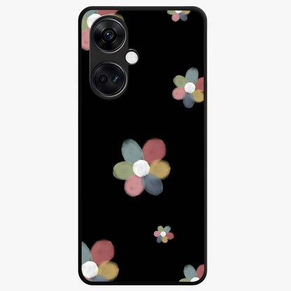 Minimal Floral Charm Glass Case for 1+Nord CE 3 clean front view featuring simple floral artwork with elegant detailing