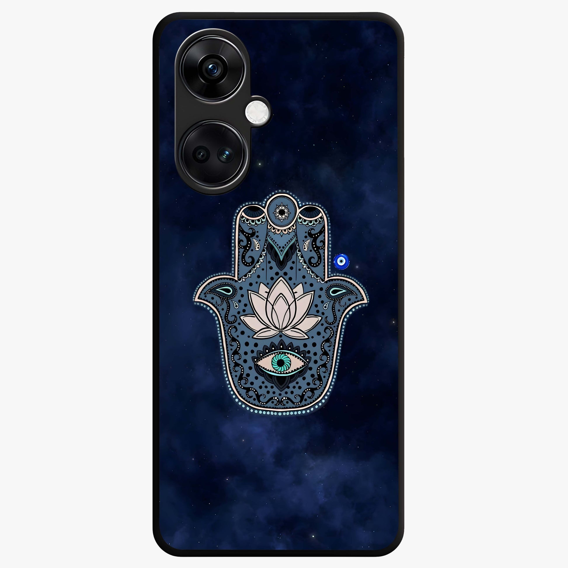 Mystic Calm Shield Glass Case for 1+Nord CE 3 serene front view featuring symbolic shield artwork in calming tones