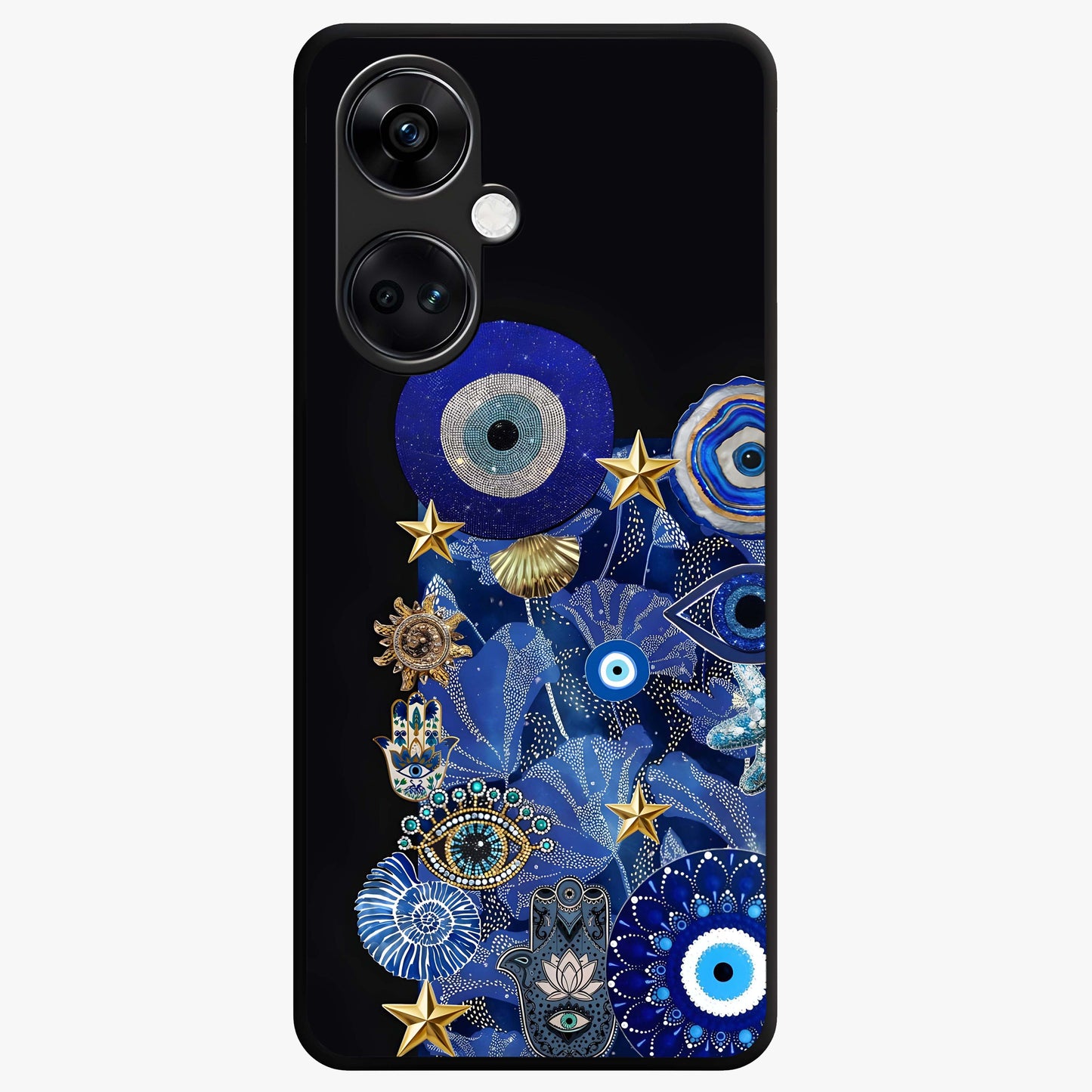Mystic Ocean Eye Glass Case for 1+Nord Ce 3 vibrant front view featuring ocean inspired eye artwork in blue tones