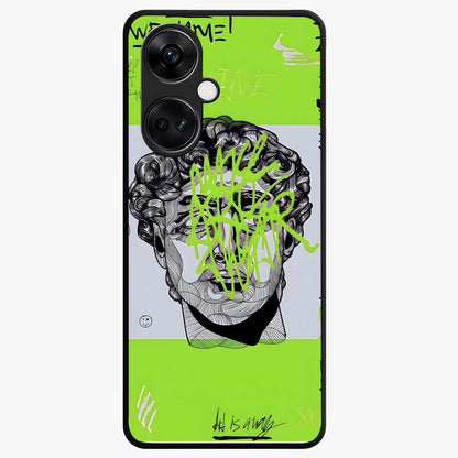 Neo Graffiti Rebellion Glass Case for 1+Nord Ce 3 edgy front view featuring bold graffiti style artwork