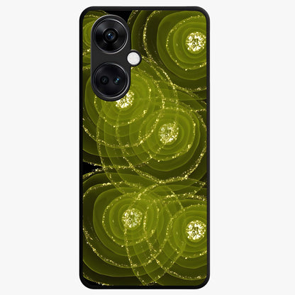 Neon Orbit Bloom Marble Glass Case for 1+Nord CE 3 artistic front view featuring marble texture with neon orbit accents