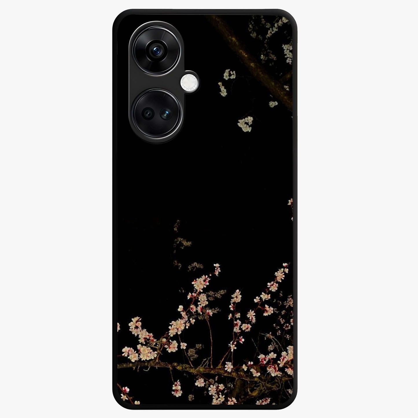 Petal Moon Light With Custom Name Glass Case for 1+Nord CE 3 graceful front view featuring floral artwork under moonlight with personalized name design
