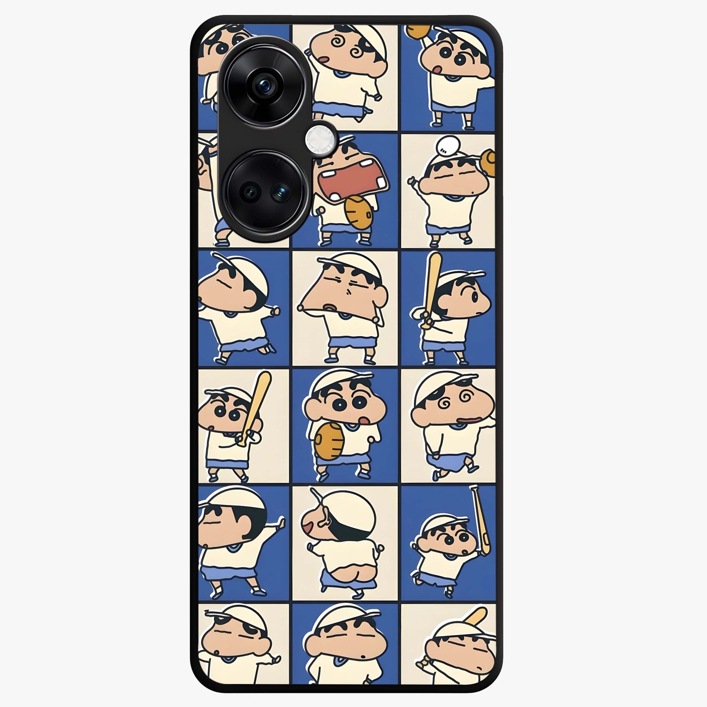 Playful Shin Swing Glass Case for 1+Nord CE 3 lively front view featuring animated character artwork with playful theme