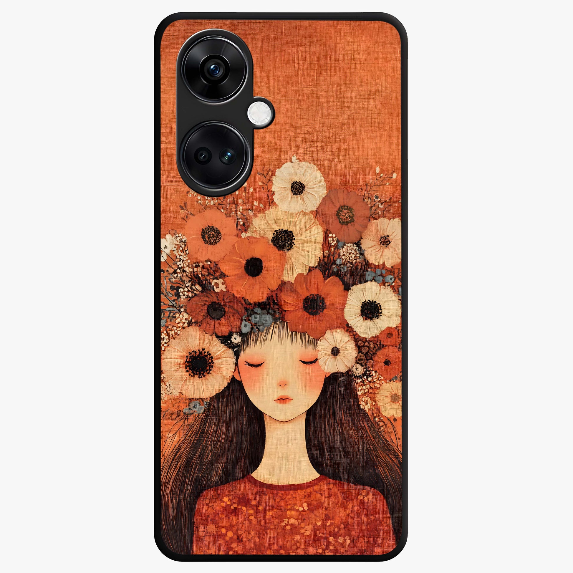 Radiant Flower Thoughts Glass Case for 1+Nord Ce 3 soft front view featuring delicate floral artwork with artistic vibe