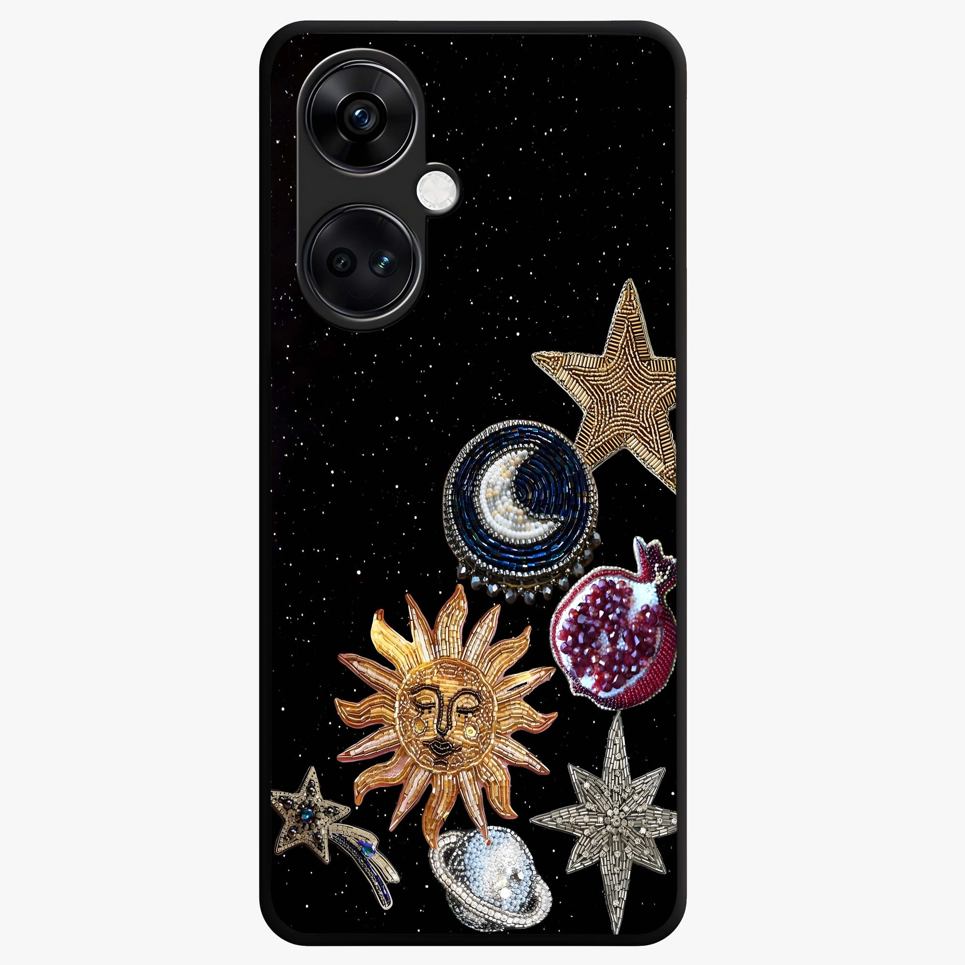 Scarlet Sky Flight Glass Case for 1+Nord CE 3 dramatic front view featuring bold sky inspired artwork in scarlet tones