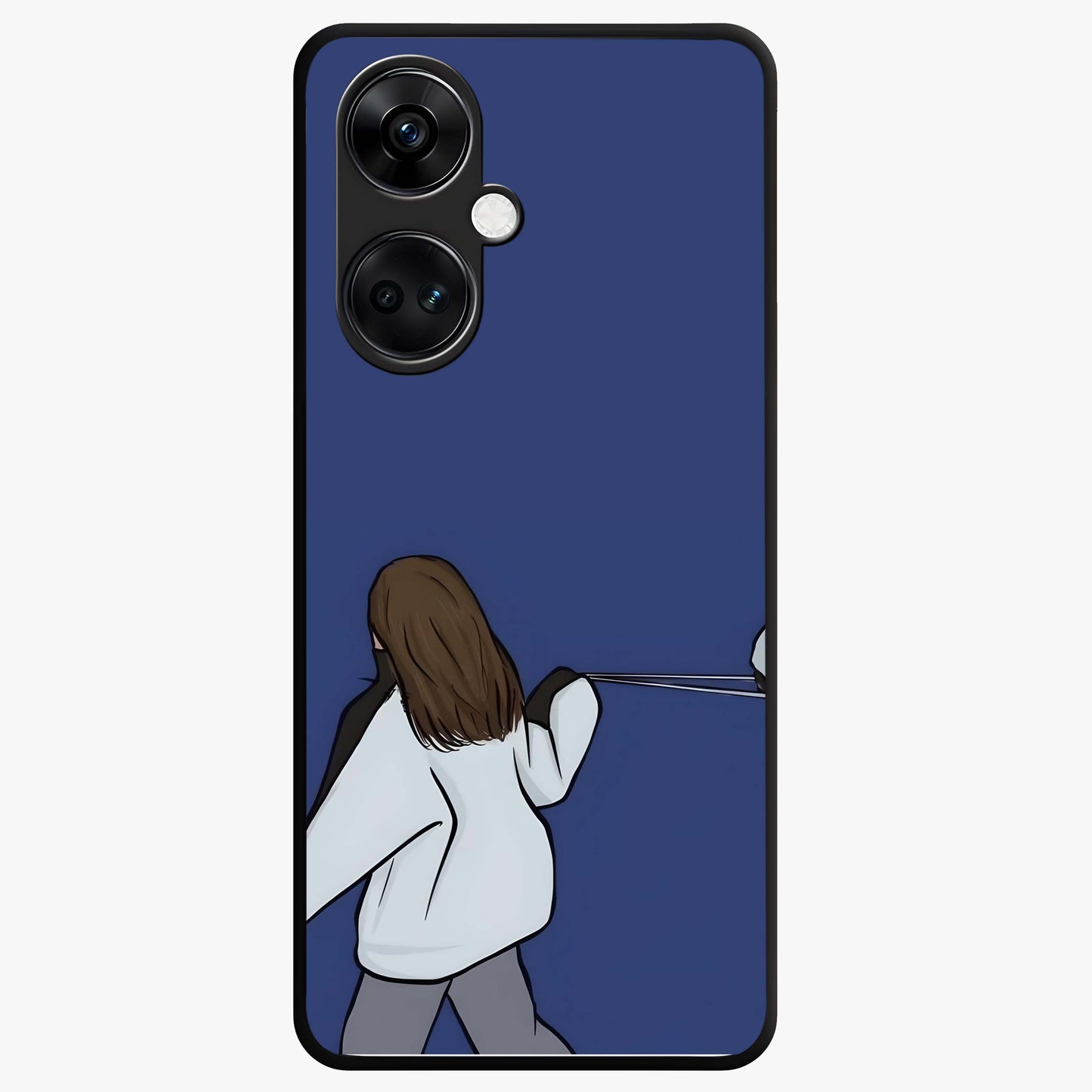 Silent Distance Love Glass Case for 1+Nord Ce 3 emotional front view featuring romantic artwork in soft muted tones