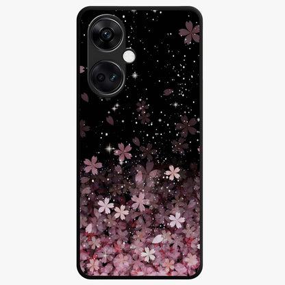 Small Starry Flowers Glass Case for 1+Nord CE 3 charming front view featuring tiny floral artwork with star accents