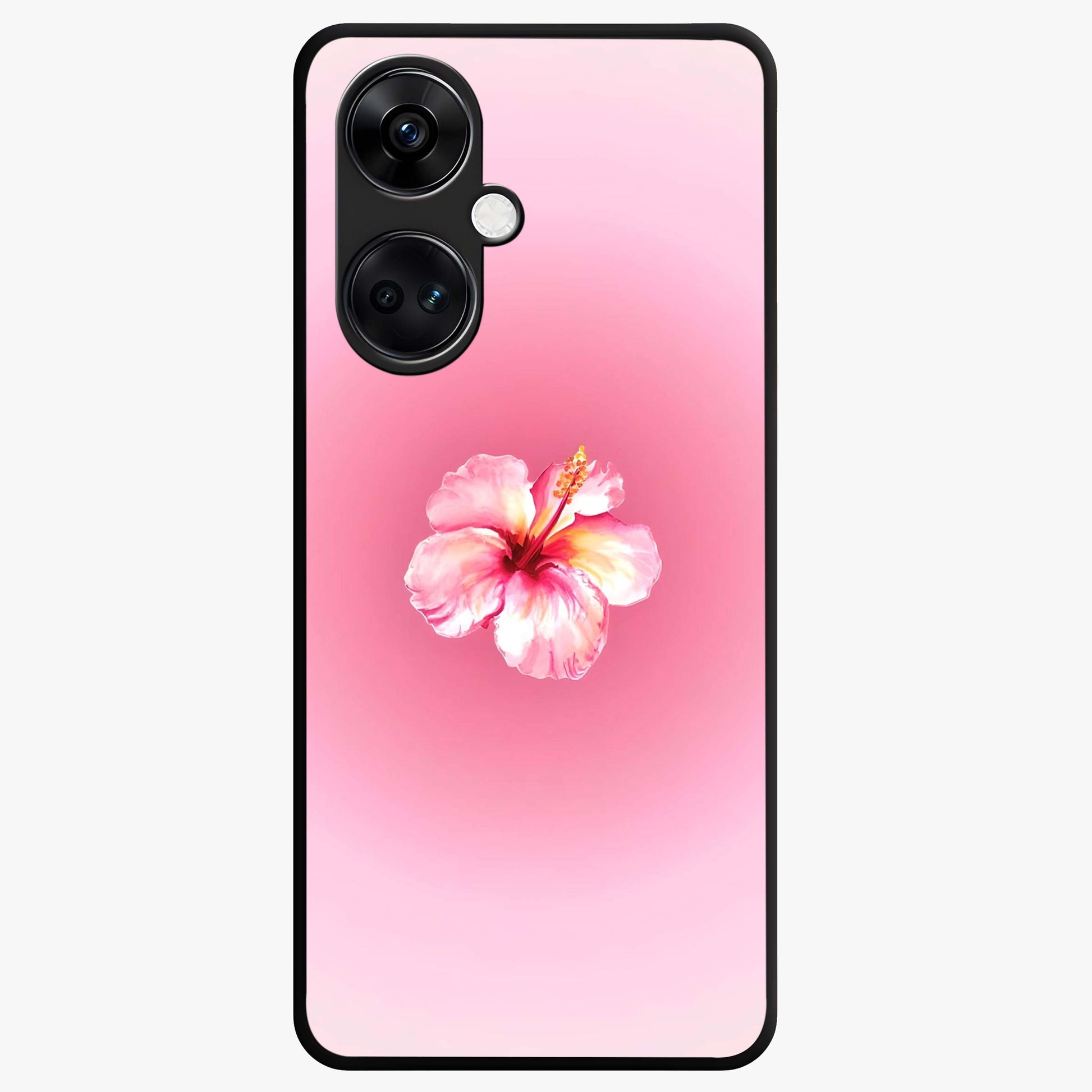 Soft Petal Serenity Glass Case for 1+Nord CE 3 elegant front view featuring gentle floral artwork in muted tones
