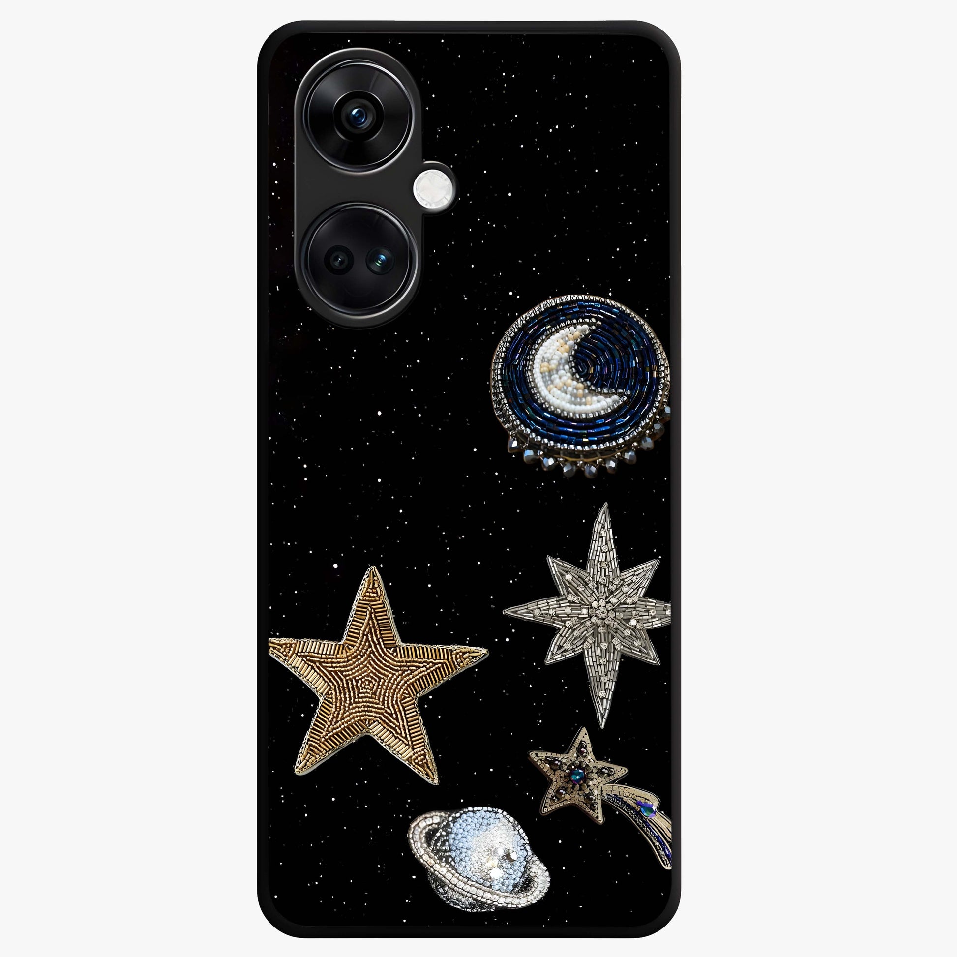 Starlit Cosmic Dreams Glass Case for 1+Nord CE 3 vibrant front view featuring galaxy inspired artistic artwork