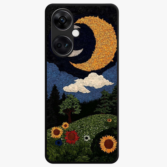 Sun and Moon Magic Design Glass Case for 1+Nord Ce 3 artistic front view featuring symbolic sun and moon artwork