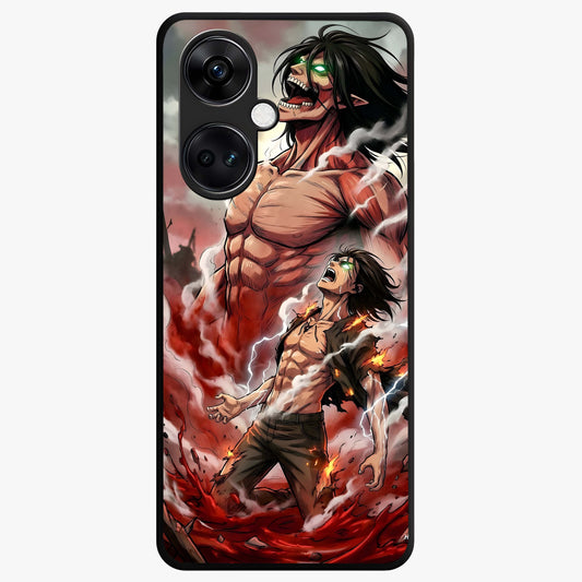 Titan Awakening Fury Glass Case for 1+Nord Ce 3 intense front view featuring powerful titan inspired artwork