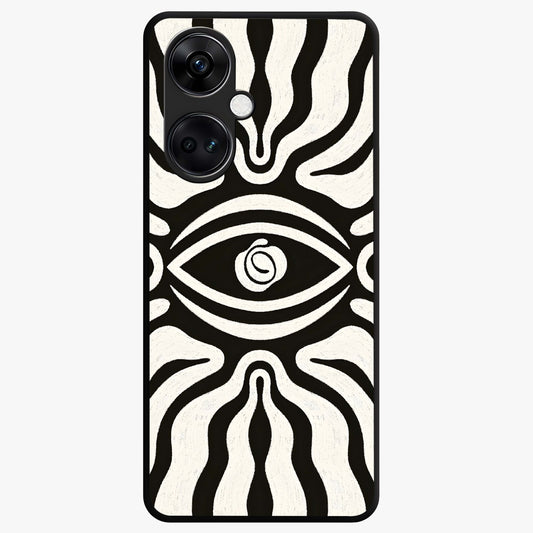 Trancewave Illusion Art Glass Case for 1+Nord Ce 3 vibrant front view featuring abstract illusion inspired artwork