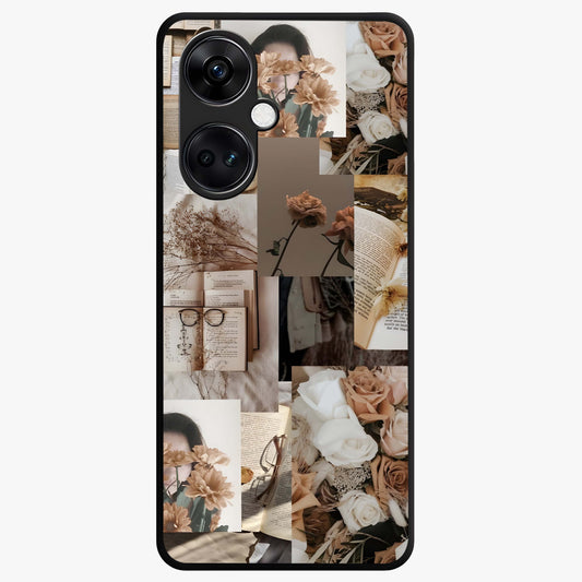 Vintage Bloom Story Glass Case for 1+Nord Ce 3 elegant front view featuring classic floral artwork with nostalgic vibe