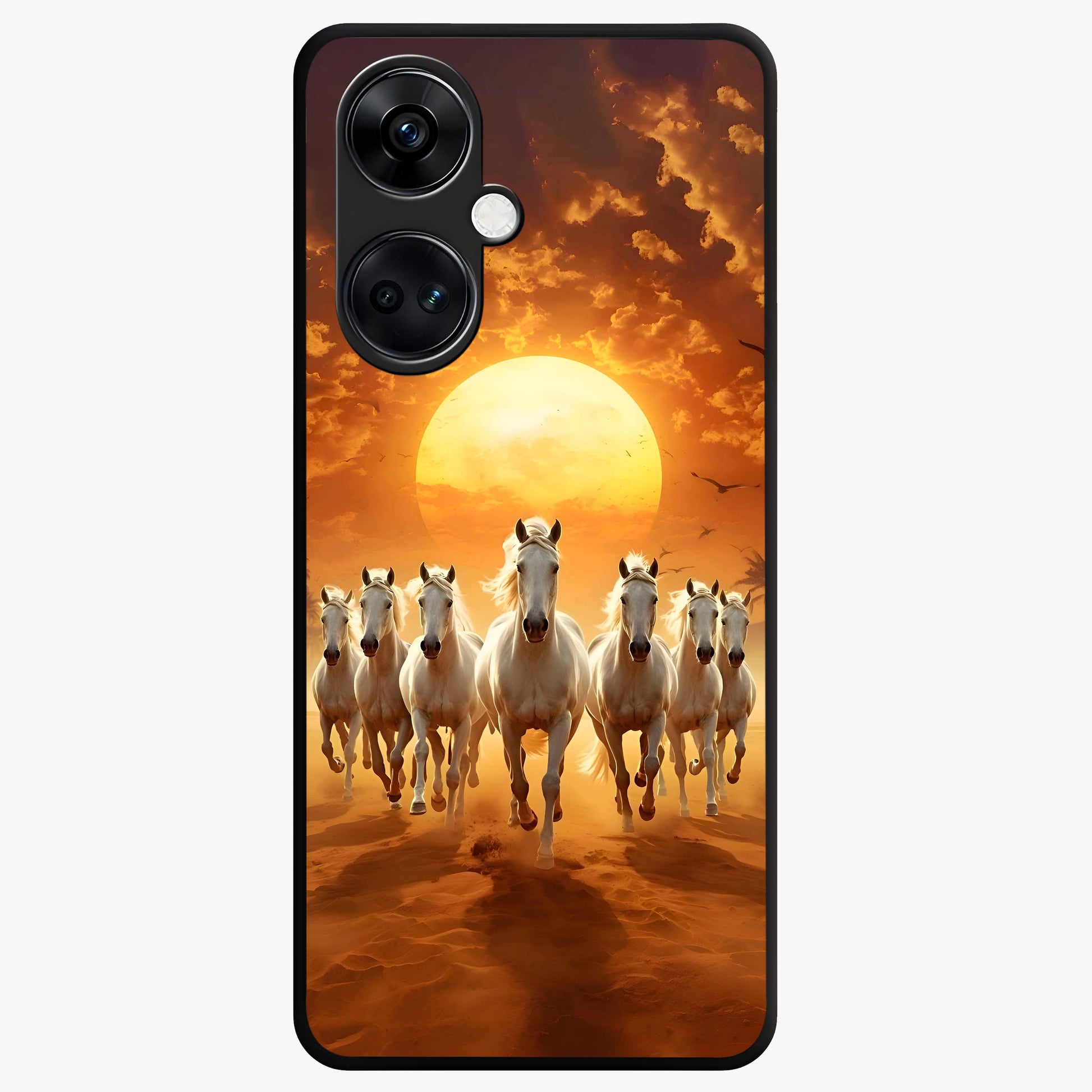 Wild Sunset Majesty Glass Case for 1+Nord CE 3 dramatic front view featuring bold sunset landscape artwork