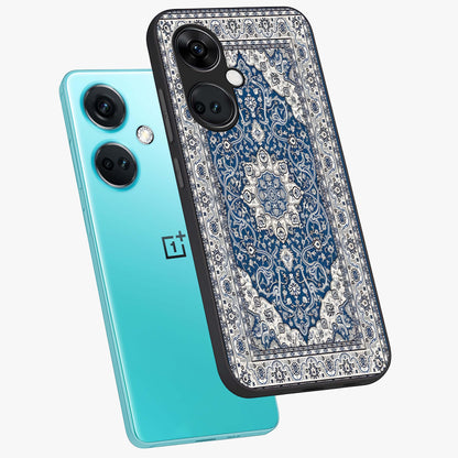 Blue Palace Dream Glass Case for 1+Nord Ce 3 angled mockup showcasing glossy finish and luxurious architectural detailing