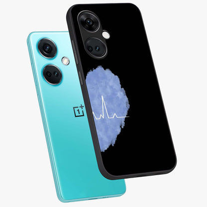 Blue Pulse Bond Glass Case for 1+Nord Ce 3 angled mockup showcasing glossy glass finish and vibrant energy design