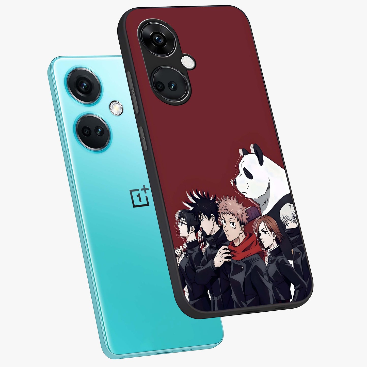 Crimson Crow Judgment Glass Case for 1+Nord CE 3 angled mockup showcasing glossy finish and intense dark aesthetic
