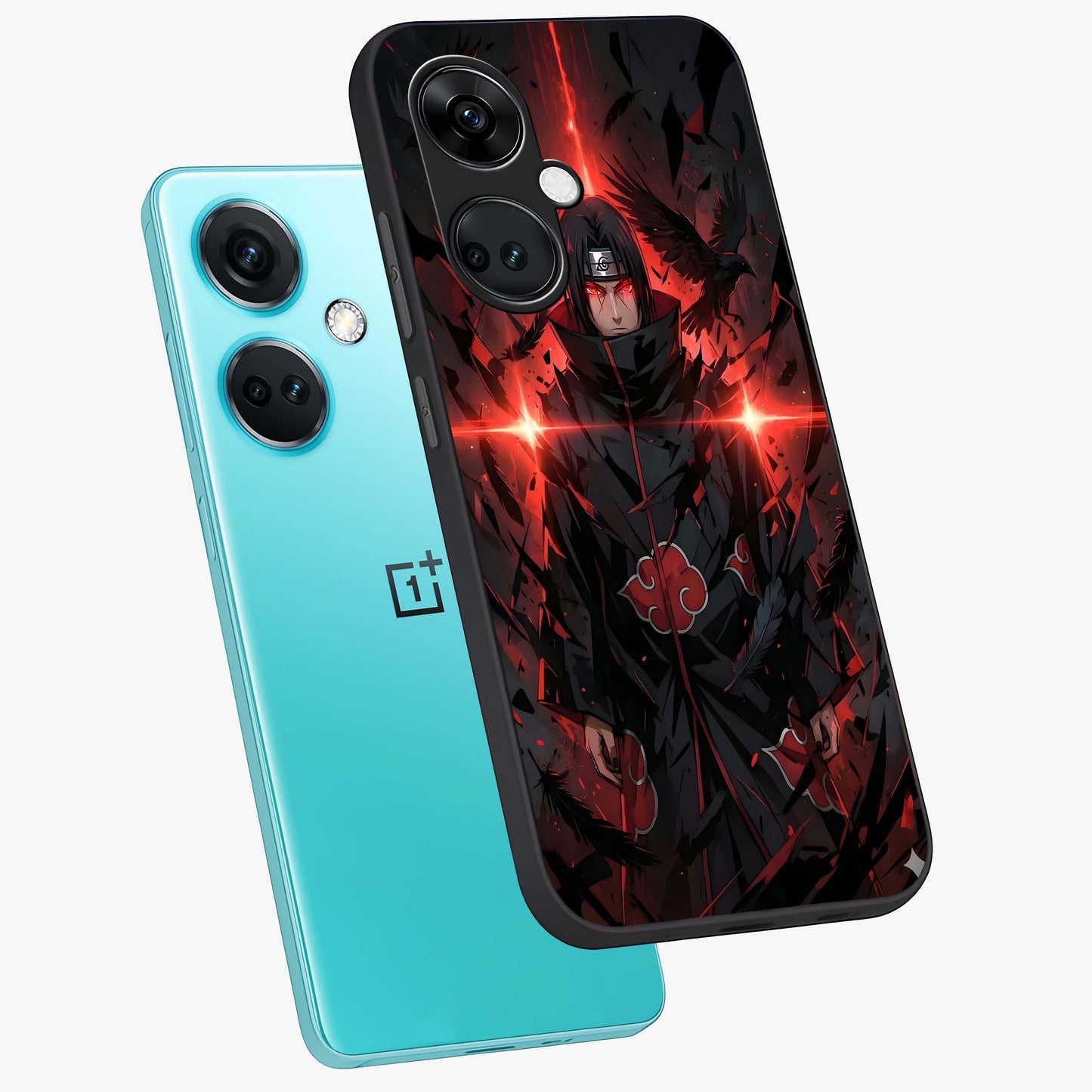 Focused Blade Discipline Glass Case for 1+Nord CE 3 angled mockup showcasing glossy finish and intense warrior detailing