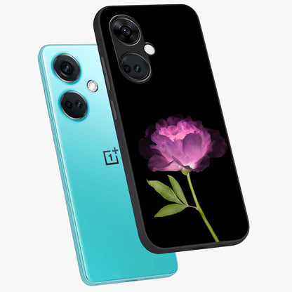 Glow Petal Bloom Glass Case for 1+Nord CE 3 angled mockup showcasing glossy finish and vibrant petal detailing