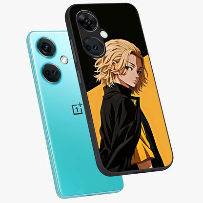 Golden Shadow Commander Glass Case for 1+Nord CE 3 angled mockup showcasing glossy finish and bold golden accents