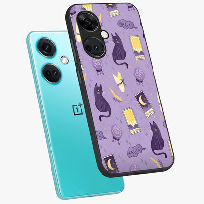 Humble Magic Cats Glass Case for 1+Nord CE 3 captured at a warm angle highlighting playful magical details, gloss, and edge clarity.